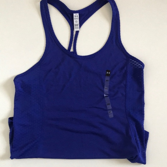 NWOT-Under armour- heat Gear-Blue Workout Top-XS - Picture 1 of 9